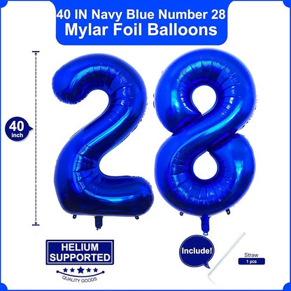 40 Inch Navy Blue 28 Balloons Giant Number 28 Balloons Navy Blue 28 Birthday - Image 2