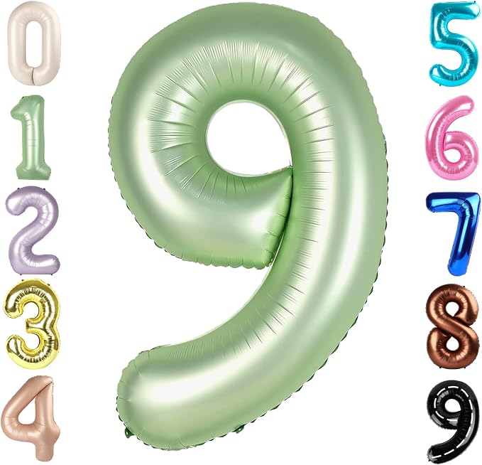 9 Balloon Number 40 Inch Olive Green Balloons by Mluchee