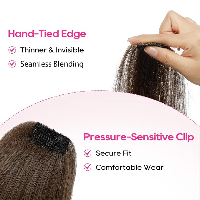 REECHO Clip in Hair Volumizer, 2PCS 6 inch Short Thick Clip in Hairpieces Adding Extra Volume Hair Extensions for Women (Ginger Brown)