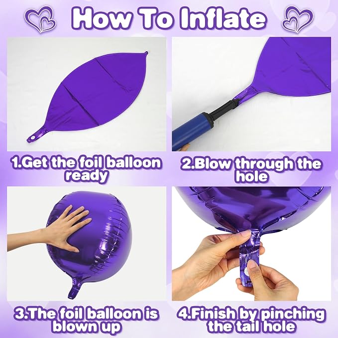 Purple Round Foil Balloons 9 pcs - Image 7