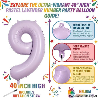 40 Inch Lavender Foil Number 19 Balloon - Image 2