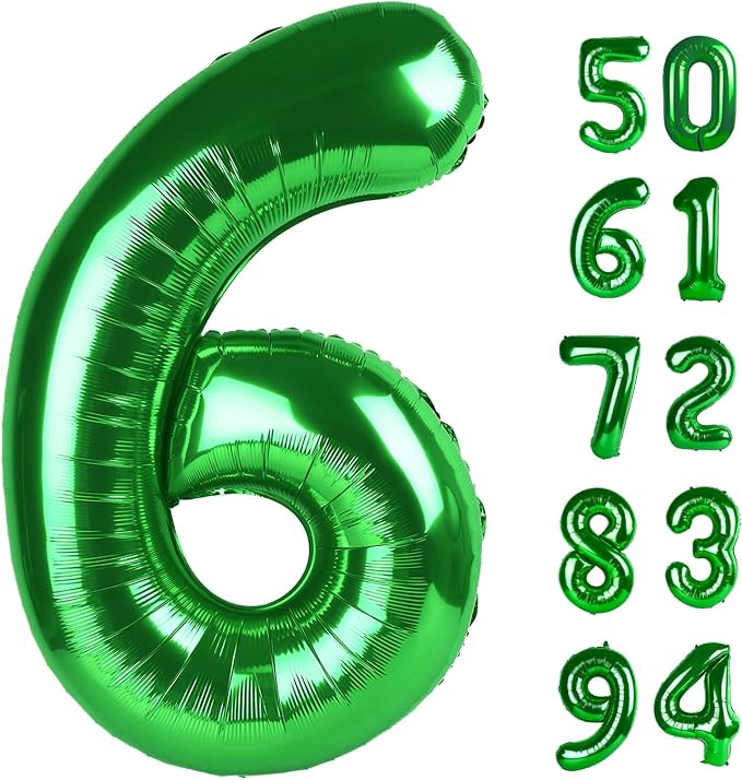 Green 6 Balloon, Number Balloons 40 Inch, 6th Balloons by IWERP
