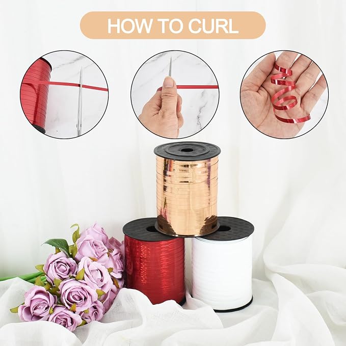 TONIFUL 500 Yards Shiny Champagne Gold Curling Ribbon Balloon String - Image 3