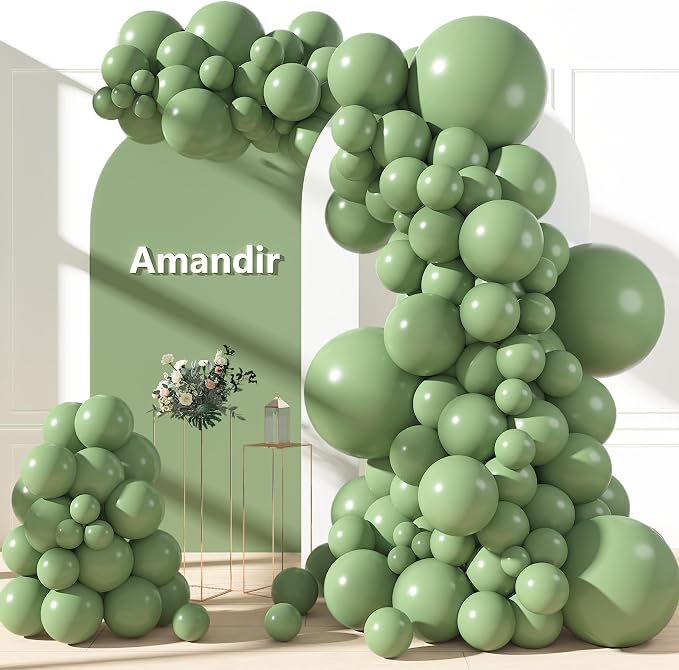 Amandir 153pcs Sage Green Balloons Arch Garland Kit Different Size | 18 12 10 5 by Amandir