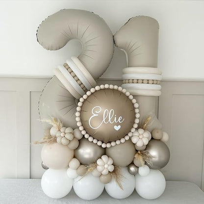 40 Inch Cream Number 1 Balloon, Digital 1 Cream White Giant 1 Foil Balloon - Image 7