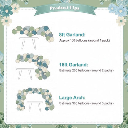 Dusty Blue Sage Green Balloon Arch Kit - Image 8