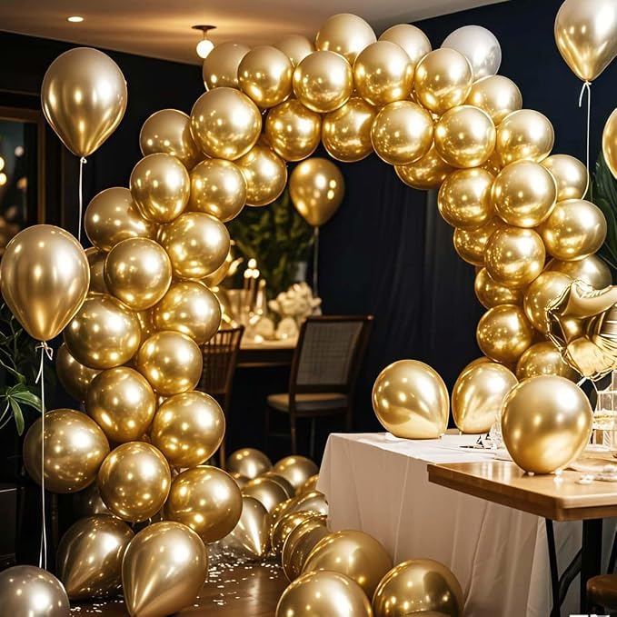 300 Pcs Gold Metallic Chrome Balloons 12 inch Gold Helium Party Balloon - Image 6