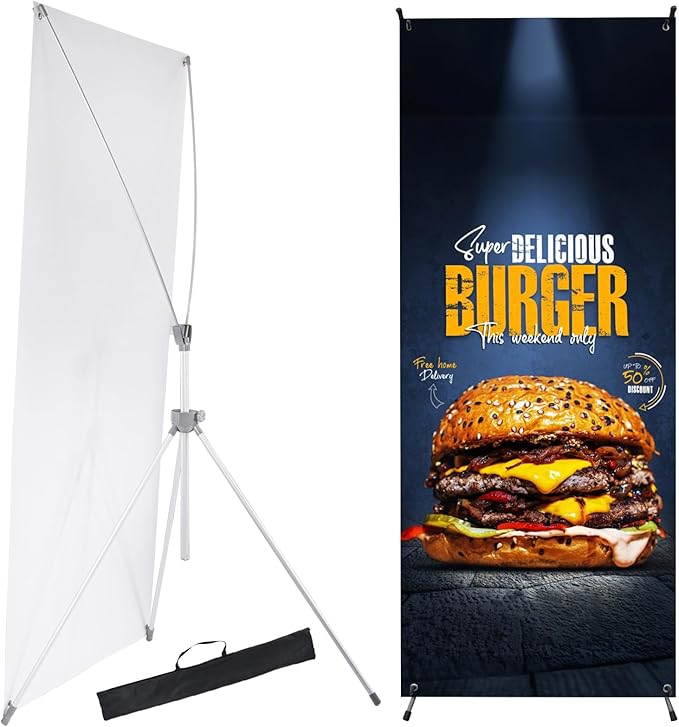 YOSE X Frame Banner Stand Fits Any Banner Adjustable Size 23"X63" to 32"X78" by Unknown