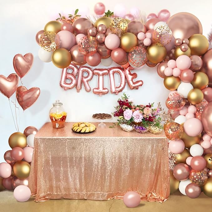 Amandir 150pcs Rose Gold Balloons Garland Arch Kit | Rose Gold Pink White Gold - Image 5