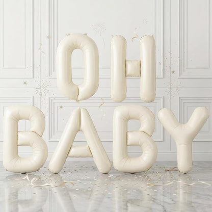 Biapian 40 Inch OH BABY Letter Balloons, Big Beige Foil Balloons by BIAPIAN