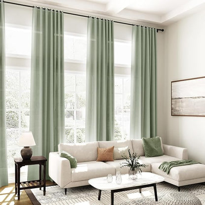 Desert Sage Linen Curtains for Living Room 100 Inches Long Light Filtering Semi - Image 6
