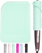 Heysam Hair Styling Tools Travel Storage Pad and Heat Resistant Mat for Curling Iron, Food Grade Silicone Trivets: Professional Heat Insulation/Anti-Slip, 450°F Protection, Size (9"x6.5")-Green