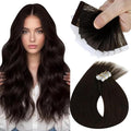 Sunny Hair Tape in Hair Extensions Real Human Hair Invisible Remy Hair Extensions Tape ins for Women Dark Brown 22 inch 25G