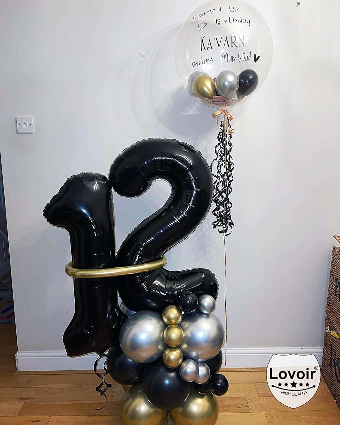 Black 10 Number Balloons, 40 Inch Giant Number 10 Balloons Foil Mylar Helium - Image 5