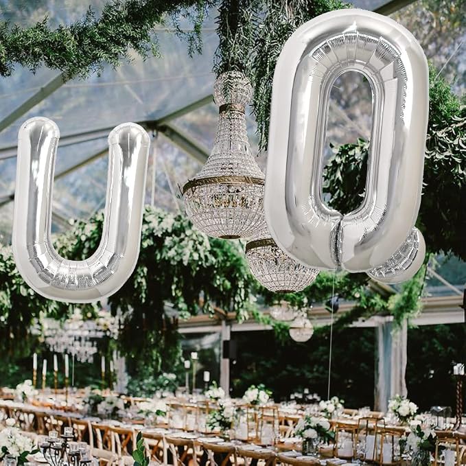 TONIFUL 40 Inch Large Silver Letter U Foil Balloons Alphabet Balloons | Giant - Image 5