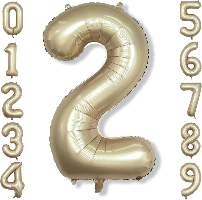 Champagne Gold 2 Balloons, 40 Inch Giant Metallic Helium Mylar Foil Number 0-9 by Isndare