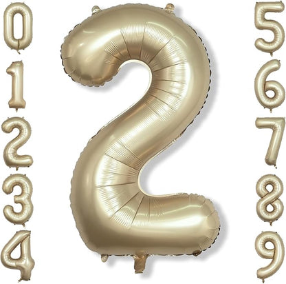 Champagne Gold 2 Balloons, 40 Inch Giant Metallic Helium Mylar Foil Number 0-9 by Isndare