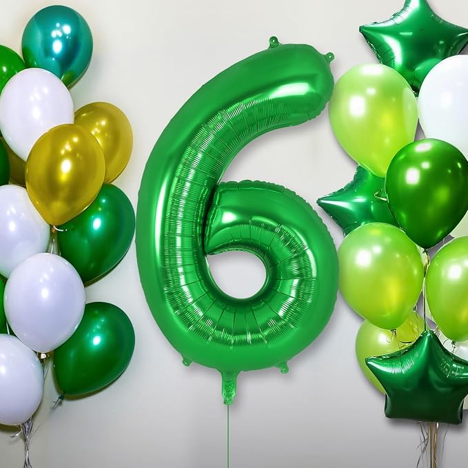 Dark Green Number 6 Balloon 40 Inch, Big Large Foil Helium Number Balloons - Image 2