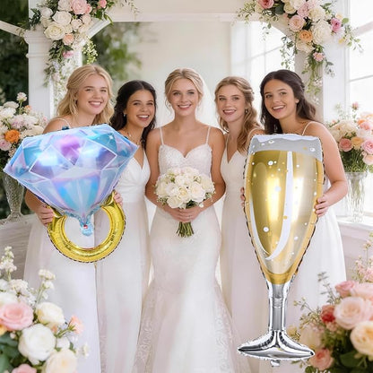Diamond Ring Balloons Champagne Wine Glass Foil Balloons - Image 6