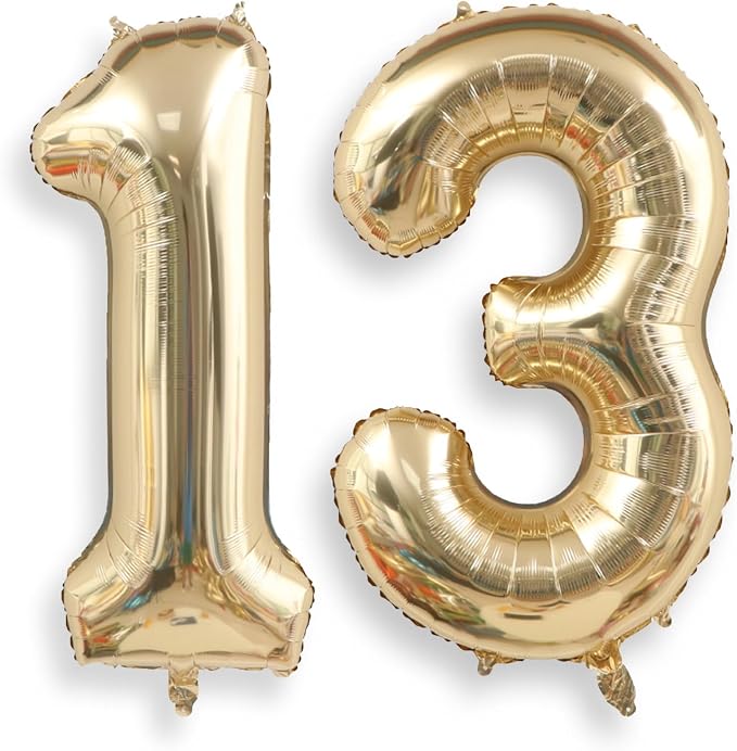 AULE 40 Inch Light Gold 13 Balloon Number Foil 0-9 Birthday Big Numbers | by AULE