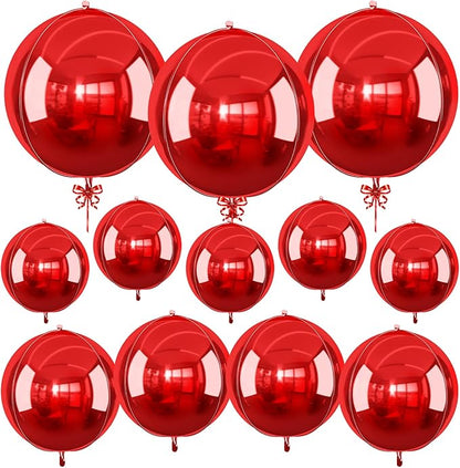 12Pcs Red Round Foil Balloons, Metallic Red Foil Balloon by vibzox