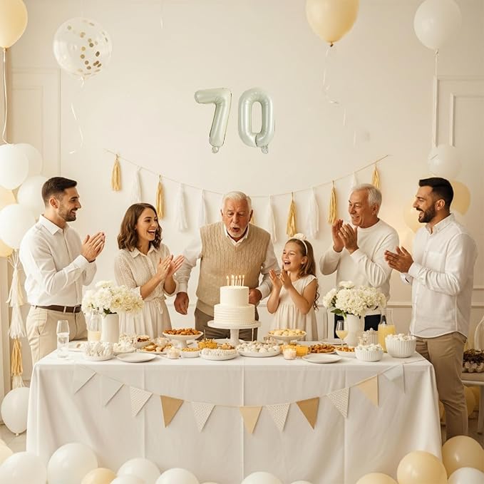 TONIFUL 20Pcs Number Balloon 2 Set 16 Inch Cream White 0-9 Numbers Balloons | - Image 4