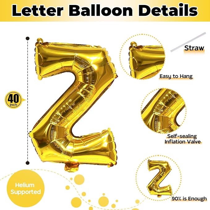 Foil Letter Balloons 40 Inch, Big Alphabet Z Word Balloons, Large Self - Image 2