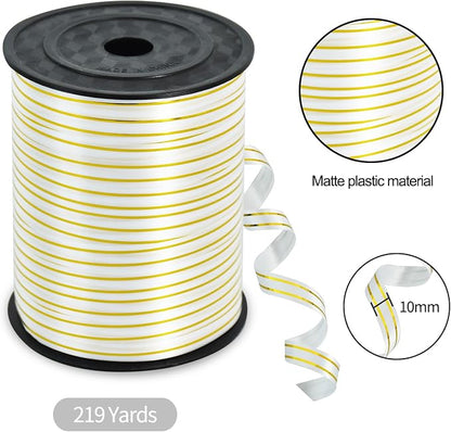 TONIFUL Curling Ribbon-White Gold Balloon Curling Ribbons-250 Yards Balloon - Image 2