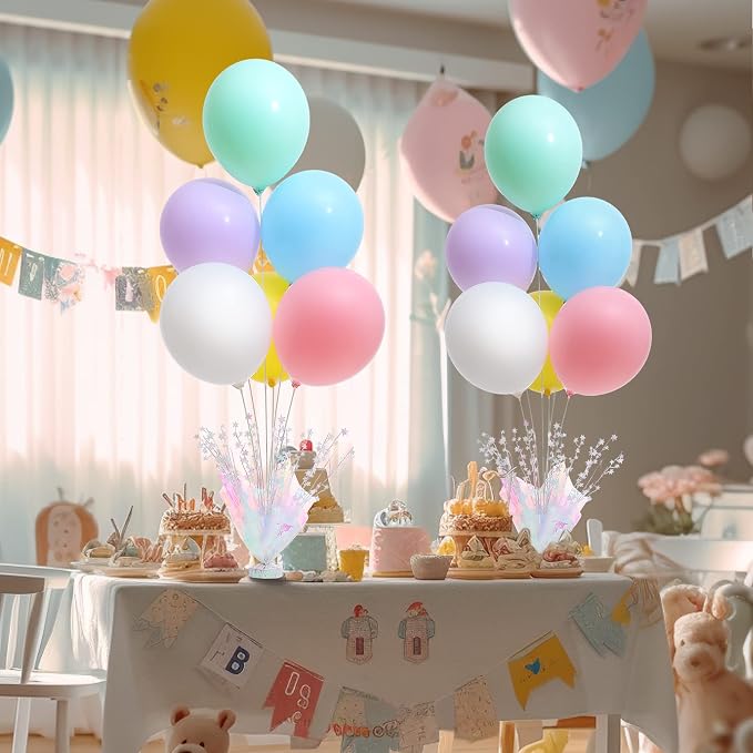 2 Set Pastel Birthday Decorations Rainbow Party Table Balloons Centerpiece - Image 4