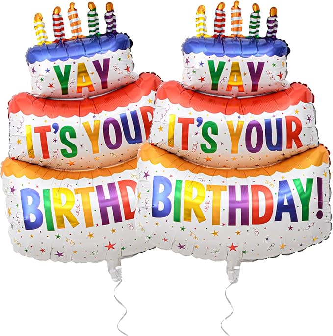 35" 2pk Happy Birthday Foil Balloons "Yay", Colorful | birthday foil balloon by RychifPartySupplies