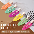 D 6 Pcs Hair Clips No Crease - No bend Creaseless Hair Clip - Makeup Clip for Women and Girls - Flat Hair Clips for Hairstyling Salon Rose Gold Handle - colorful