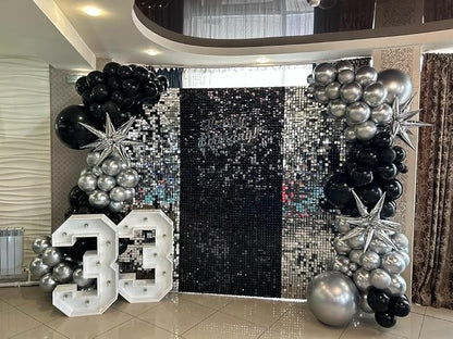 Black and Silver Balloon Garland Arch Kit - Image 5