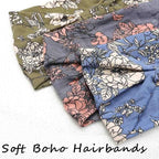 Yeshan Boho Bandeau headbands for Women Wide Bandana Knot Hair Scarf Floral Printed African Hair Bands Elastic Turban Thick Head Wraps Stretch Cotton Head Bands,Pack of 6