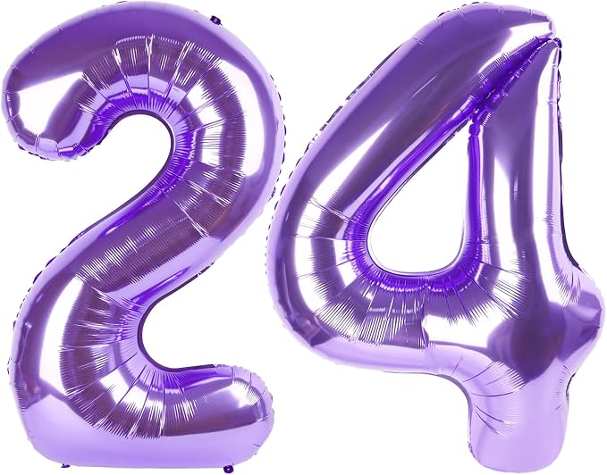 40 Inch Purple Large Number 24 42 Birthday Balloon, Giant Numbers 24 42 Balloons by Upgesy