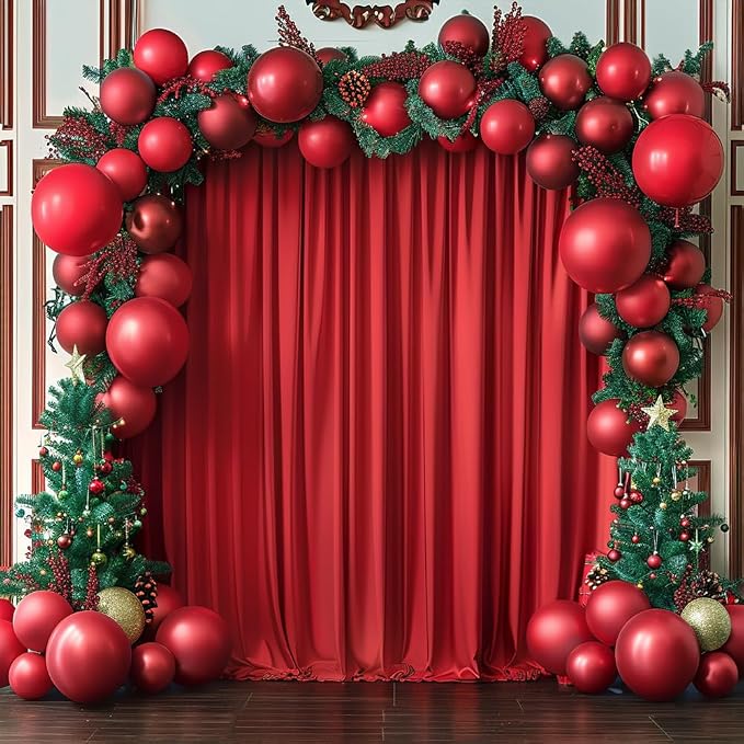 10x10ft Wrinkle Free Red Backdrop Curtain - Image 2