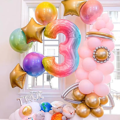 40 Inch Giant Rainbow Number 3 Balloons, Birthday Balloons, Helium Mylar Foil - Image 5