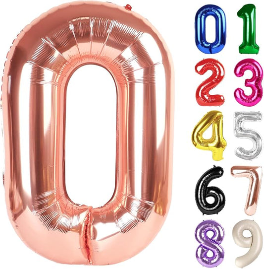 0 Balloon - Rose Gold Birthday Number Balloons, 40 Inch Party Decorations | by ALPHADELTAPI