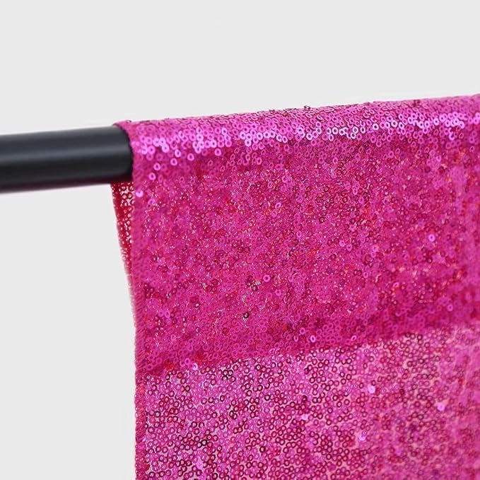 JYFLZQ Hot Pink Sequin Backdrop Curtain 8x8ft 1 Panel Fuchsia Glitter Photo - Image 4
