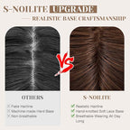 S-noilite Hair Toppers for Women Real Human Hair 3D 360° Cover Clip in 100% Real Human Hair Toppers 3″*4″ Clip in Silk Base 12 inch Chestnut Brown