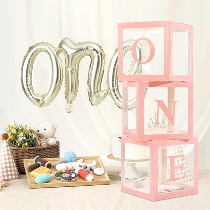 One Boxes for 1st Birthday One Balloon Box Pink First Birthday Balloons Boxes - Image 4