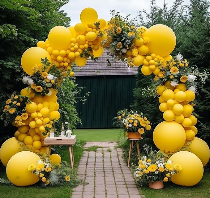 Yellow Balloon Different Sizes Latex Double Stuffed Matte Yellow Balloon by DOUBLELAYERBALLOON