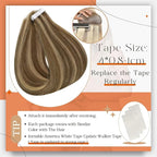 Full Shine Tape in Hair Extensions Human Hair 16 Inch Color 4 Brown Highlighted 27 Blonde Invisible Skin Weft Tape Extensions Adhesive Extension 50 Gram 20Pcs PU Tapes Natural Straight for Women