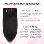 Pro2.0 Clip in Hair Extensions Real Human Hair 22inch 7pcs #1B Natural Black Remy Real Hair Extensions Clip in Human Hair 120g Thick Double Weft（#1B-22inch）