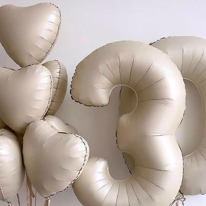 Cream Heart Balloons, 18inch Beige Foil Valentine Balloons - Image 6