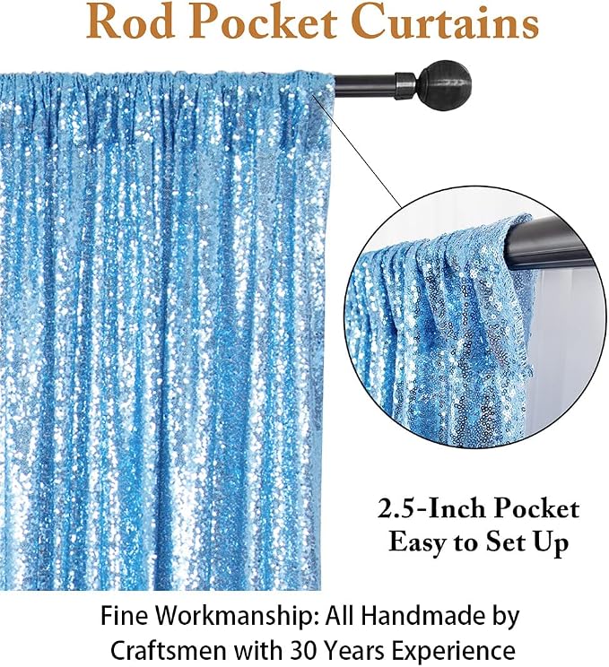 ShinyBeauty Baby Blue Sequin Backdrop 10FTx10FT - Image 3