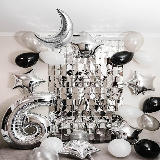 50pcs Silver Moon and Star Balloons, Star Foil Balloons Star Balloon | Moon and - Image 6