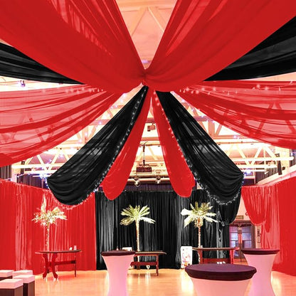 Showgeous 6 Panels Red Ceiling Drapes by Showgeous