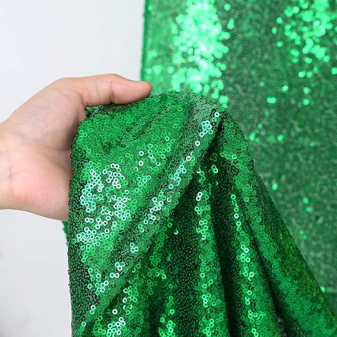 Green Sequin Backdrop 4 Panels 2FTx8FT Glitter Wedding Photo Backdrop | - Image 4