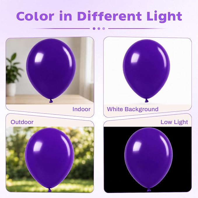 Dark Purple Balloons, 12 Inch Royal Purple Latex Party Balloon | 30 Pack Purple - Image 7