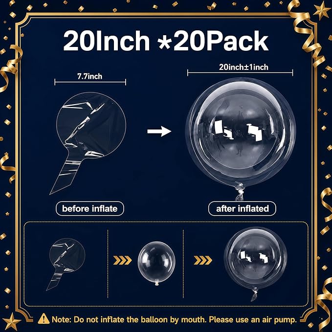 Bobo Balloons, 20Inch Large Clear Balloons - Image 2